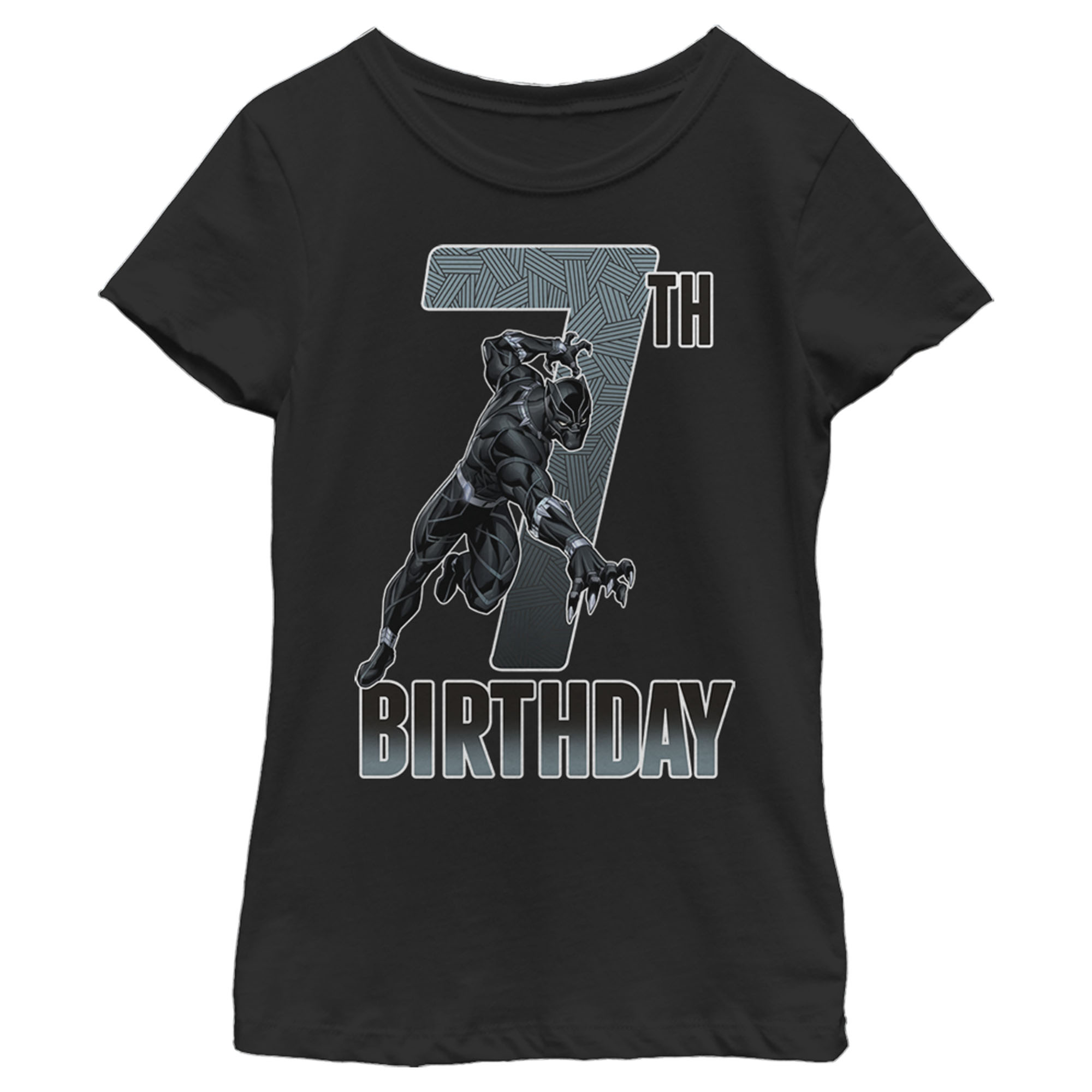Girl's Marvel Black Panther Action Pose 7th Birthday Graphic Tee Black Large